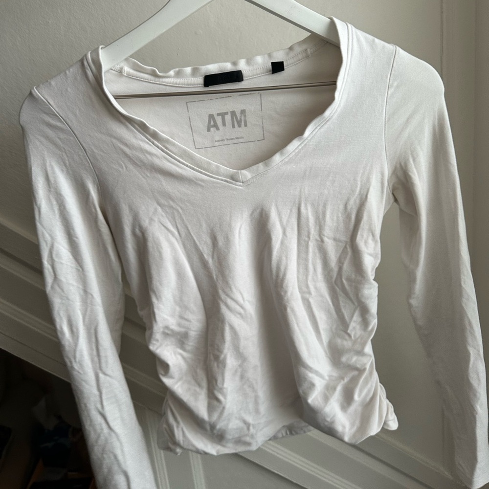 ATM Anthony Thomas Melillo Women's White V-Neck Top